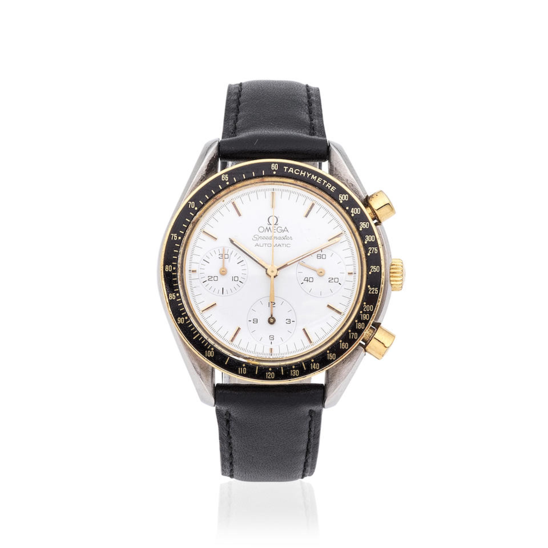 Omega. A stainless steel and gold plated automatic chronograph wristwatch Omega. Chronographe br...