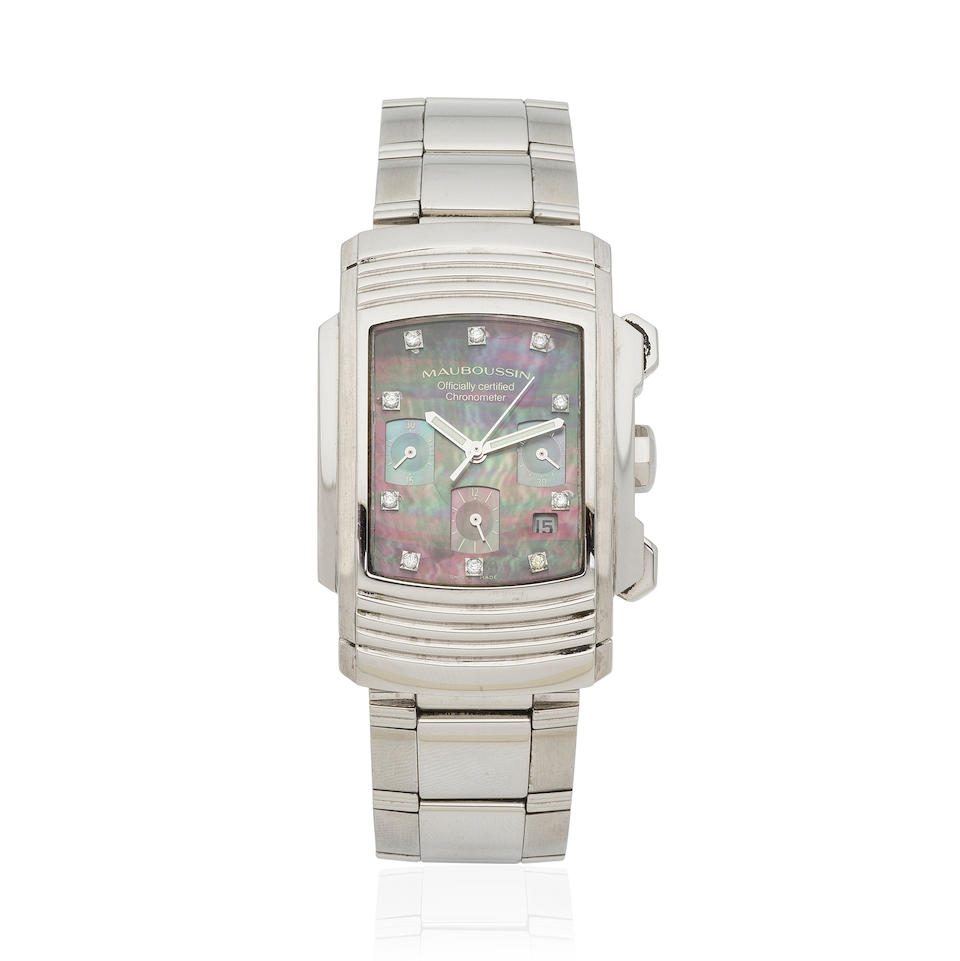 Mauboussin. A stainless steel automatic calendar chronograph bracelet watch with mother of pearl...