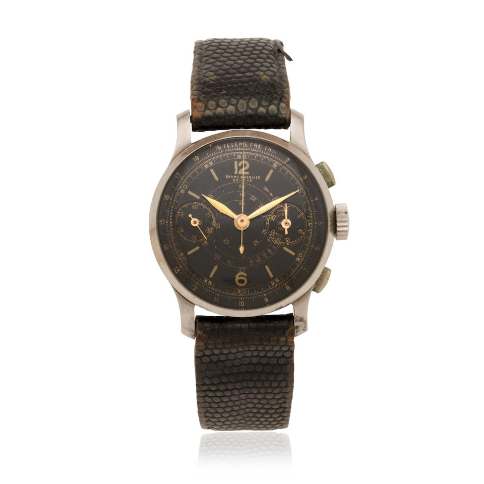 Baume & Mercier. A stainless steel manual wind chronograph wristwatch Baume & Mercier. Chronogra...
