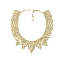 A RUTH BADER GINSBURG BEADED JUDICIAL COLLAR. A beaded collar necklace featuring round gilt glas...