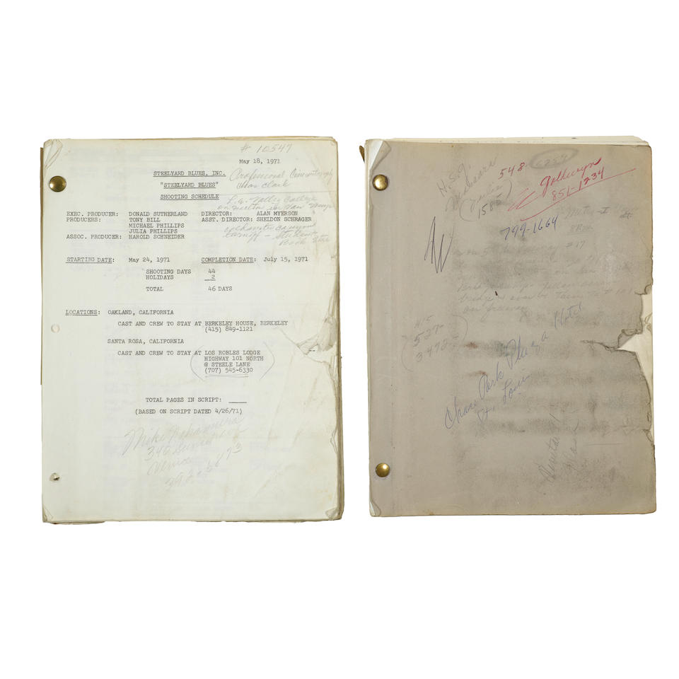 META REBNER'S WORKING SCRIPT OF STEELYARD BLUES. WARD, DAVID S. Mimeographed Manuscript, 'Stee...