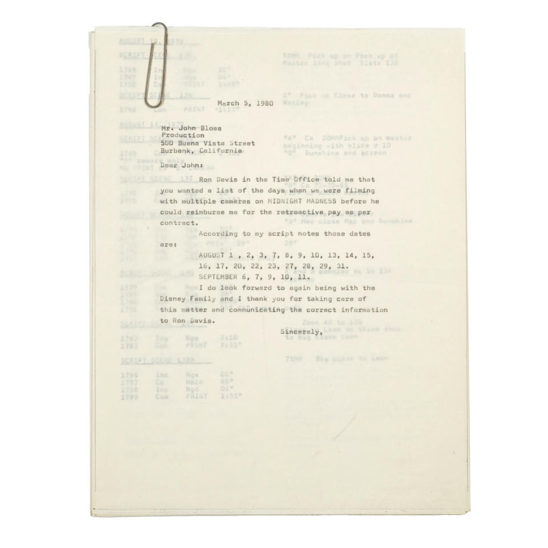 A META CARPENTER WILDE SET OF WORKING SCRIPTS FOR MIDNIGHT MADNESS. WECHTER, DAVID, and MICHAEL ... - Bild 3 aus 6