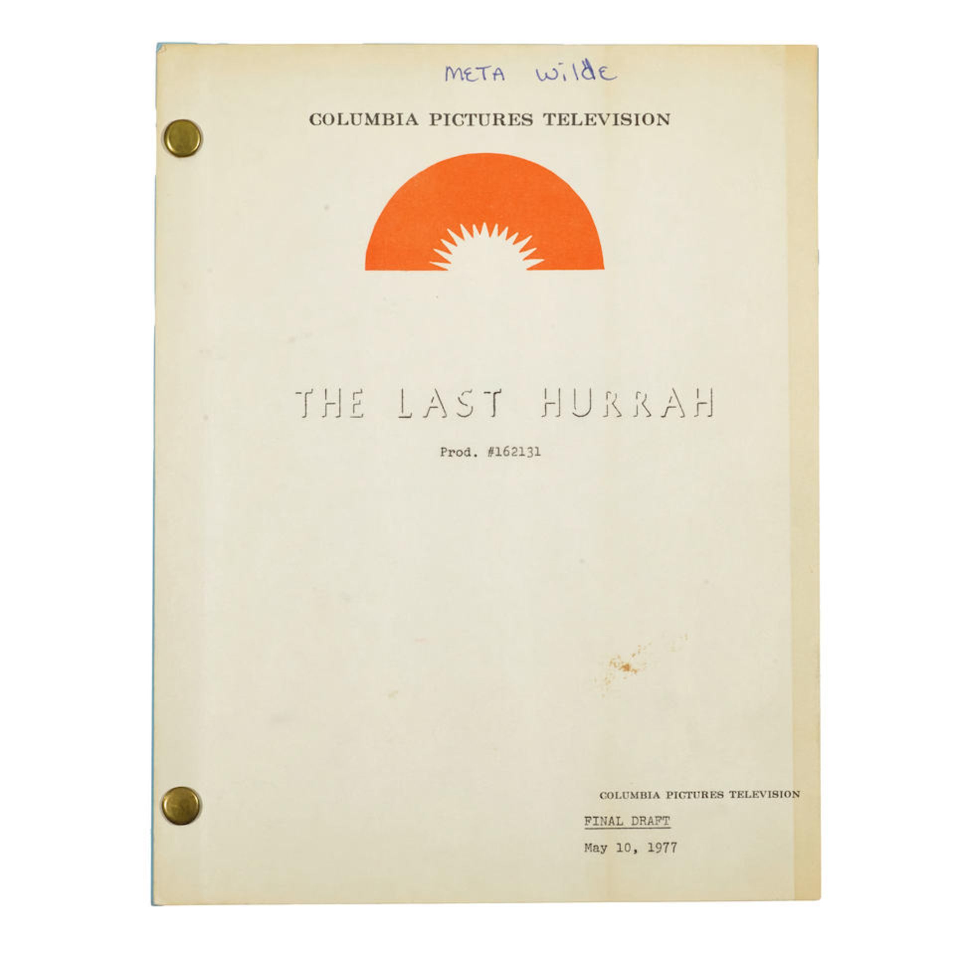 A META CARPENTER WILDE COPY OF THE LAST HURRAH. O'CONNOR, CARROLL. Mimeographed Manuscript, The ...