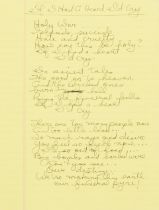 A SET OF JONI MITCHELL LYRICS FOR 'IF I HAD A HEART.' MITCHELL, JONI. BORN 1943. Autograph Man...