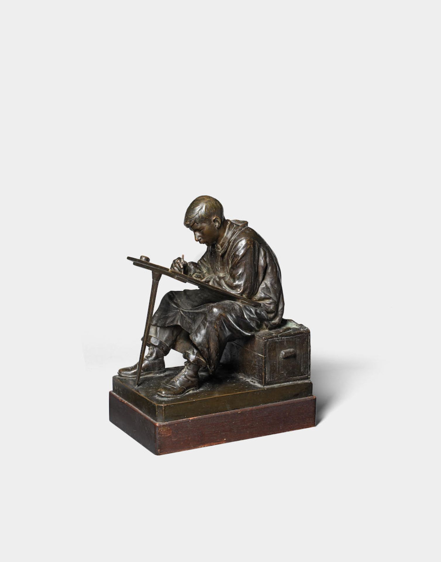 Anton van Wouw (South African, 1862-1945) The Art Student (Gordon Leith) 36 x 29 x 19cm (14 3/16...