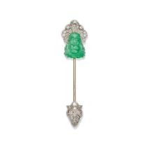 J.E. CALDWELL & CO.: AN ART DECO PLATINUM, JADE, AND DIAMOND JABOT