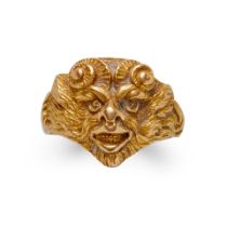 AN ANTIQUE 18K GOLD SATYR RING, FRANCE