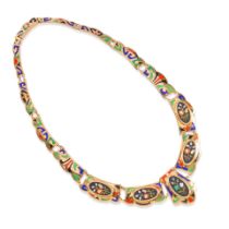 THE KALO SHOP: A 14K GOLD, ENAMEL, AND PIETRA DURA NECKLACE