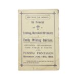 SUFFRAGETTE - EMILY WILDING DAVISON Official Programme, Time Table & Route of the Funeral Proces...