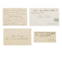 VISITING CARDS Collection of seven printed visiting cards, four inscribed