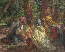Alphonse Etienne Dinet (French, 1861-1929) Jeu de fillettes dans la palmeraie