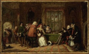 William Powell Frith, RA (British, 1819-1909) An old woman accused of having bewitched a peasant...