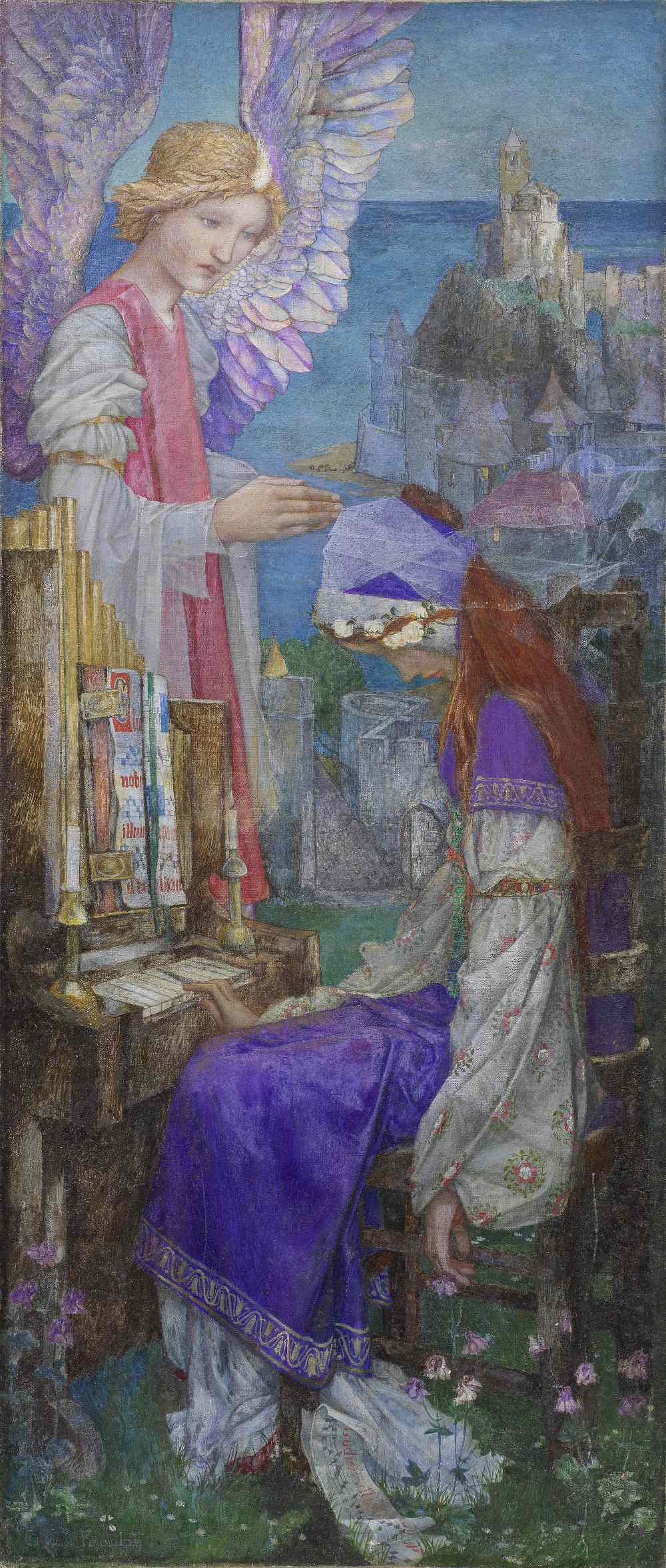 Edward Reginald Frampton, ROI (British, 1873-1923) 'Or in a clear-wall'd city on the sea Near gi...