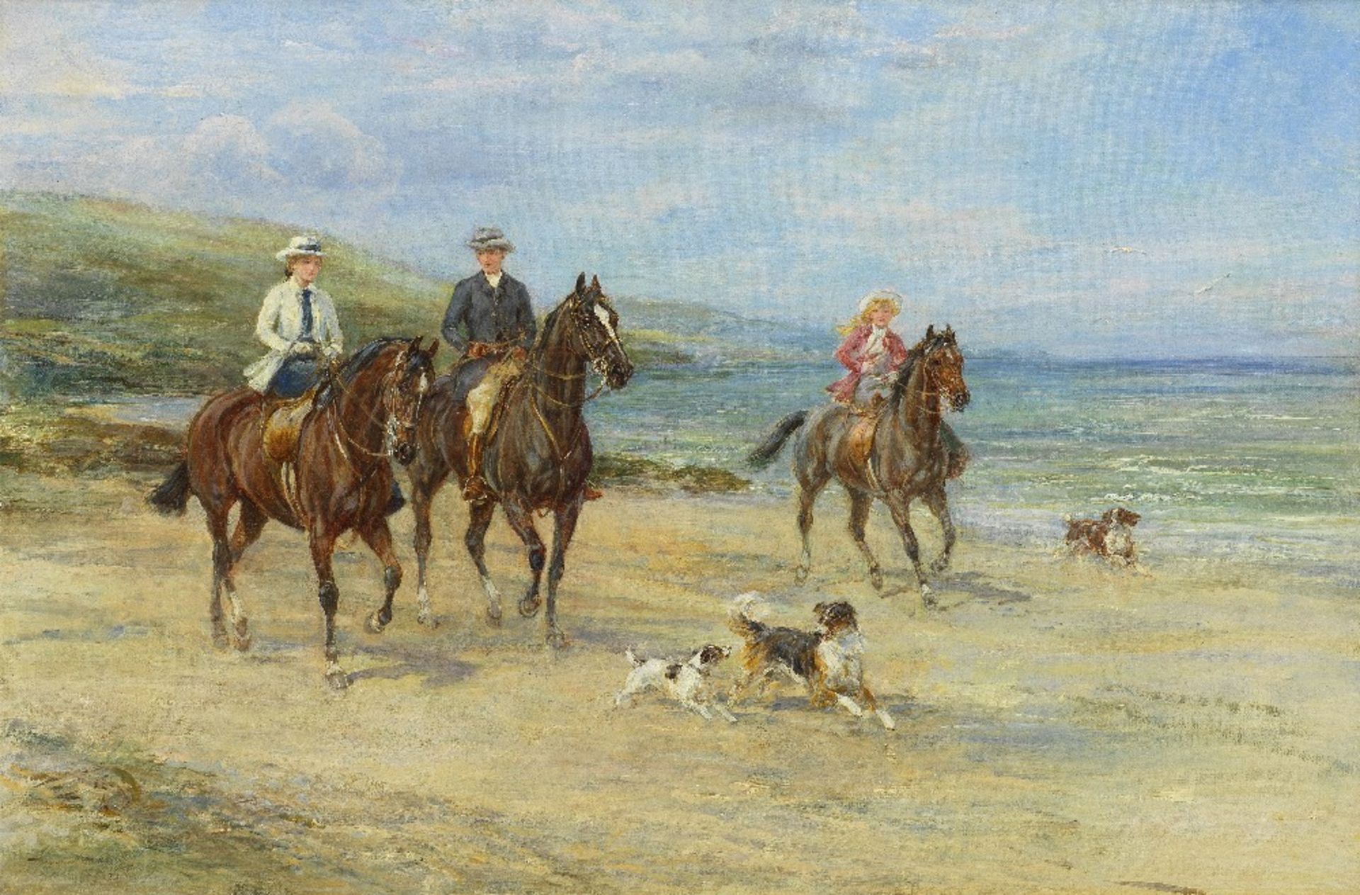 Heywood Hardy (British, 1842-1933) A beach ride