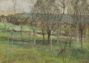 L&#233;on Augustin Lhermitte (French, 1844-1925) Le printemps (Painted near Charteves, Aisne.)