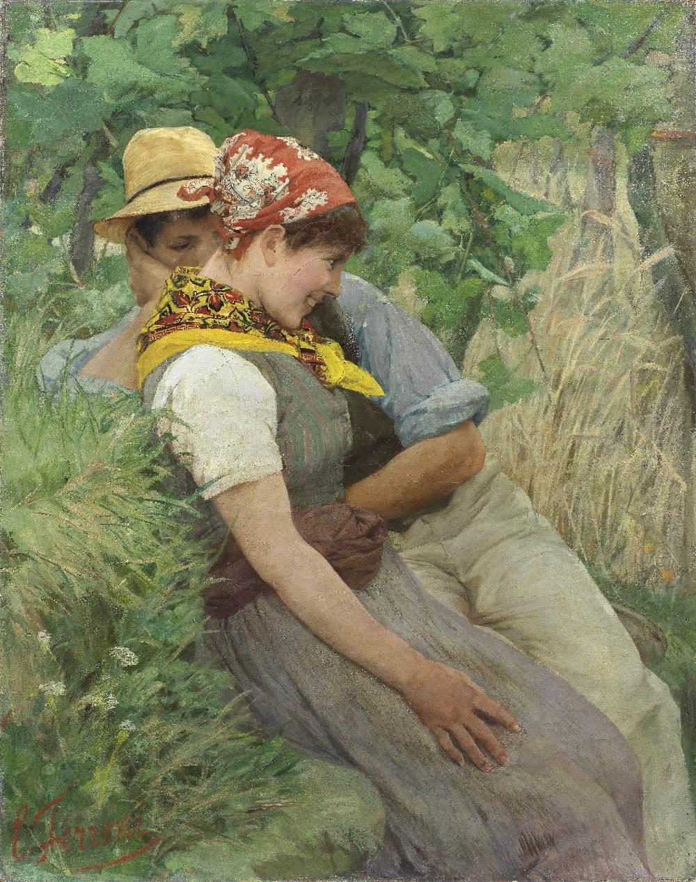 Egisto Ferroni (Italian, 1835-1912) Idillio campestre