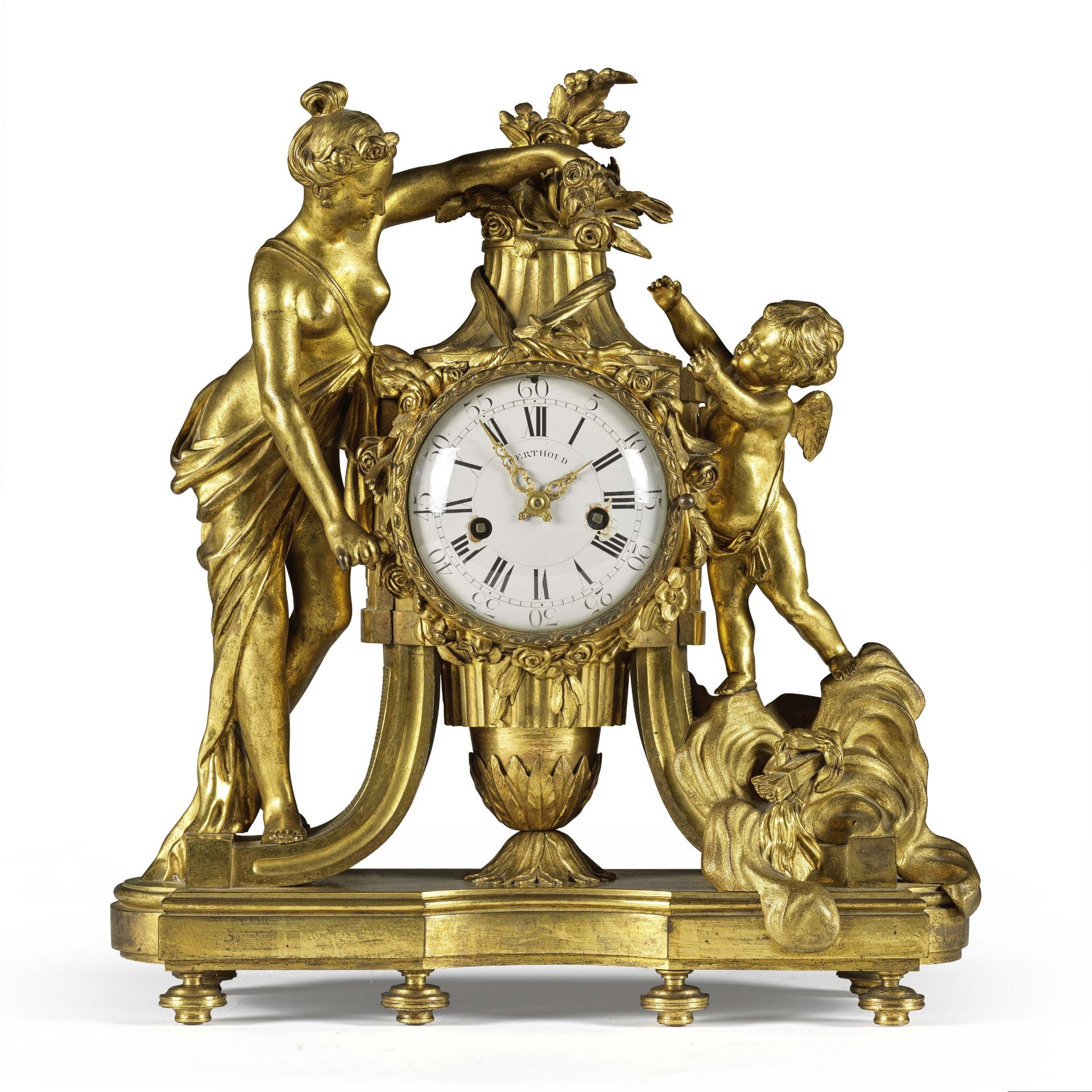 Pendule V&#233;nus et l'Amour en bronze dor&#233; d'&#233;poque Louis XVI