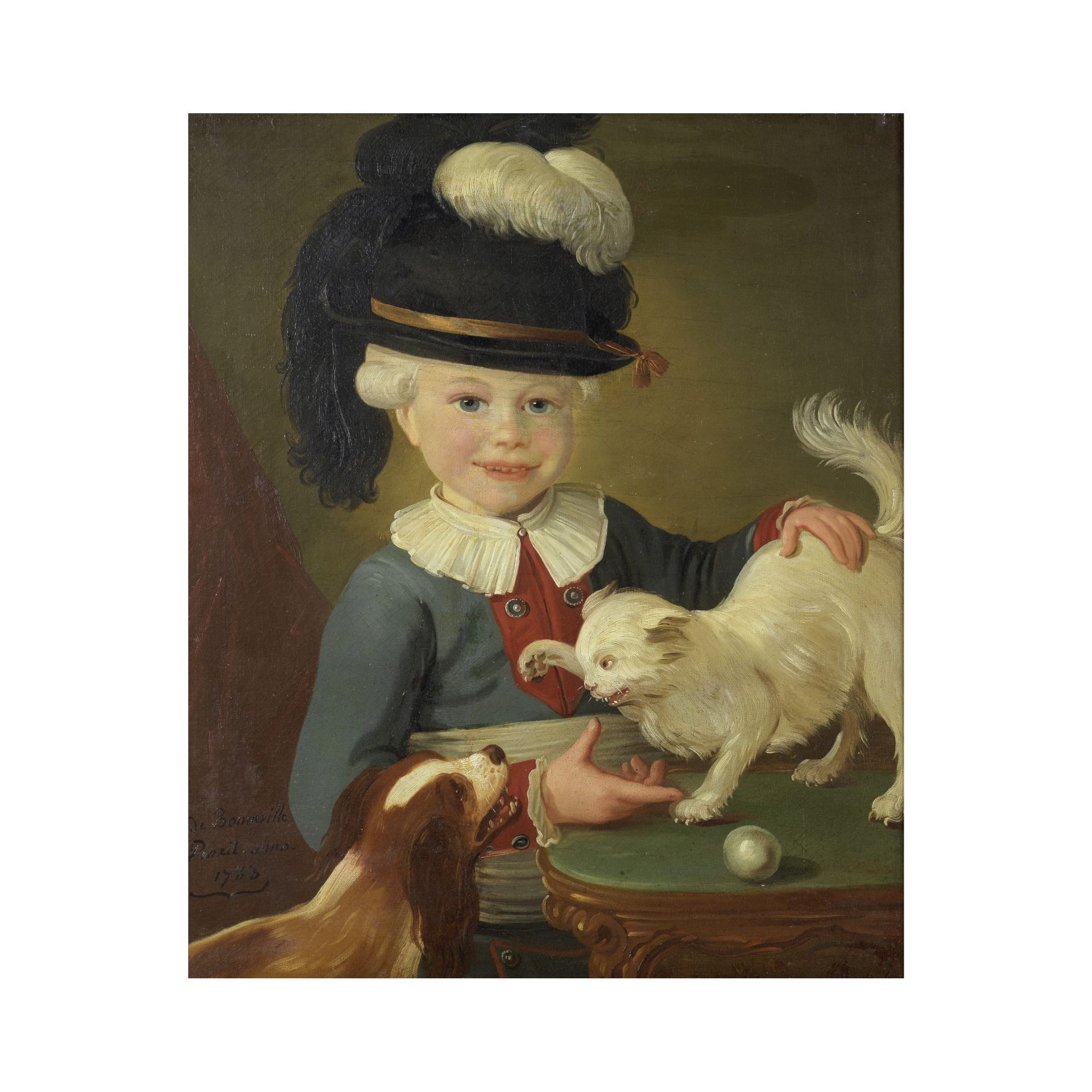 Fran&#231;ois Bonneville (actif 1793-1802) Jeune gar&#231;on et ses animaux de compagnie