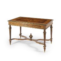 Grande table de milieu en bois de placage d'&#233;poque Napol&#233;on III