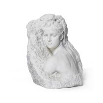 Alfred Boucher (1850-1934) Buste en haut-relief de dos en marbre de Carrare repr&#233;sentant Diane