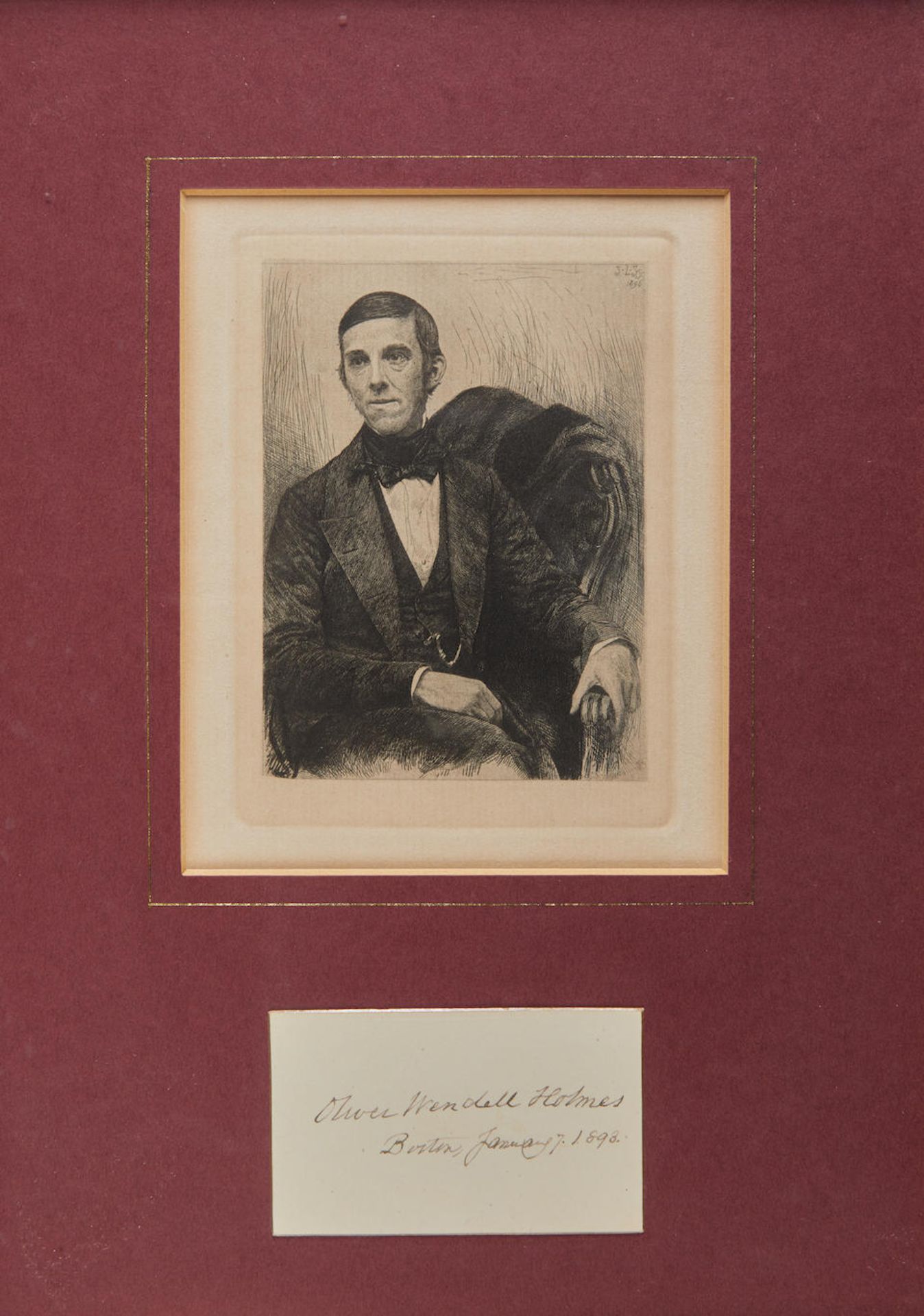 HOLMES, OLIVER WENDELL, (JR.). 1841-1925. Clipped Signature ('Oliver Wendell Holmes') on card,