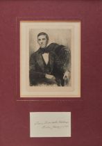 HOLMES, OLIVER WENDELL, (JR.). 1841-1925. Clipped Signature ('Oliver Wendell Holmes') on card,