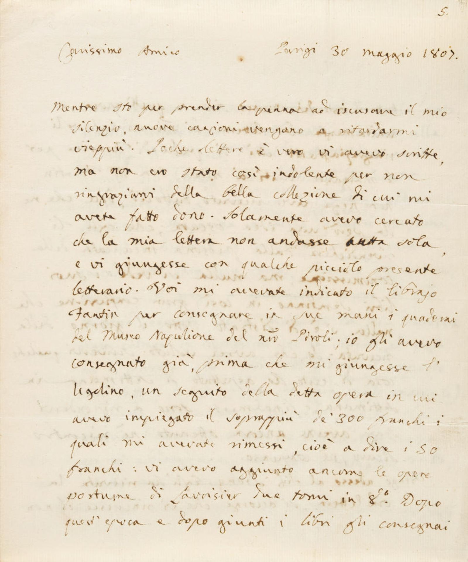 VISCONTI, ENNIO QUIRINO. 1751 - 1818. Autograph Letter Signed ('E.Q. Visconti'), 5 pp, on two bi...
