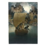 AFTER MAXFIELD PARRISH (1870-1966) Wynken, Blynken and Nod Color reproduction print on board, pr...