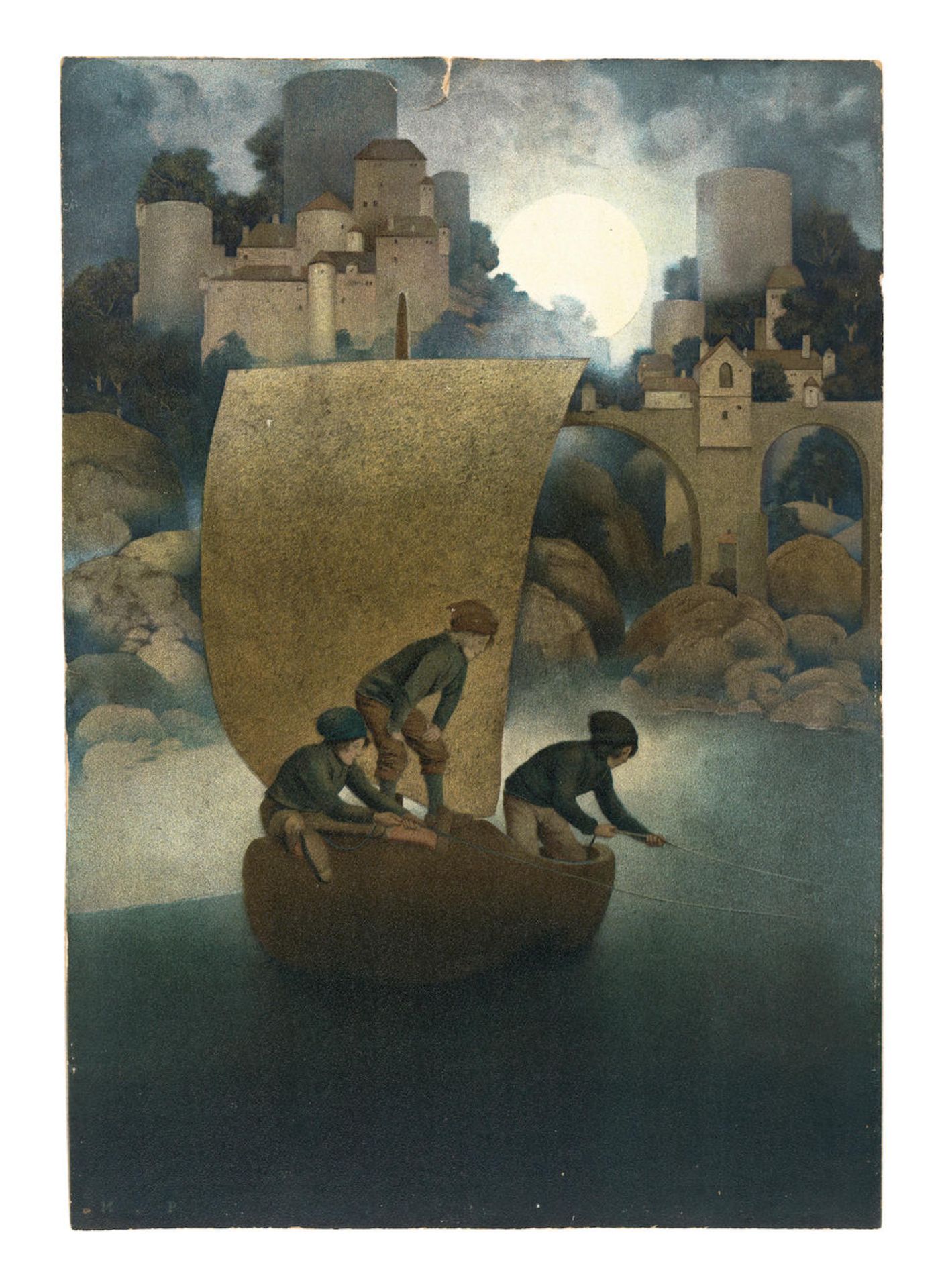 AFTER MAXFIELD PARRISH (1870-1966) Wynken, Blynken and Nod Color reproduction print on board, pr...