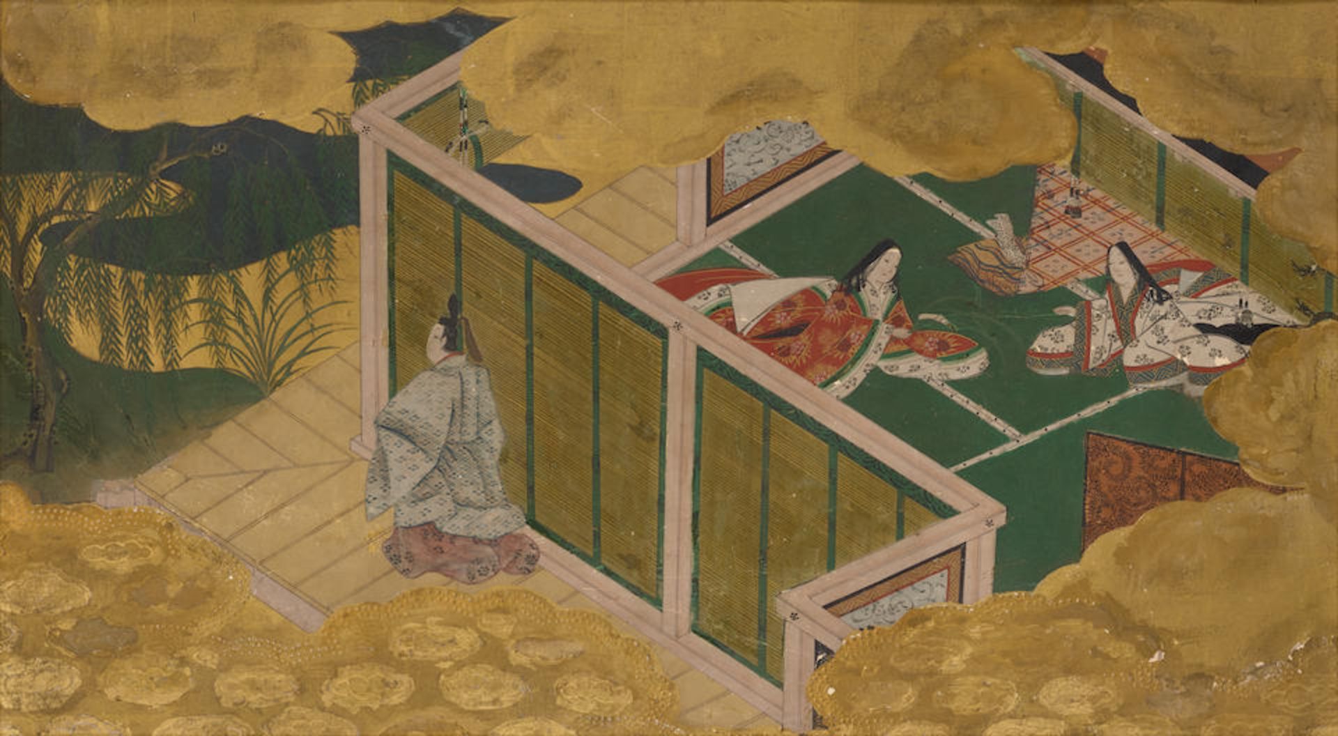 TOSA SCHOOL Six Scenes from The Tale of Genji (Genji Monogatari) Edo period (1615-1868), 17th ce...