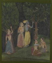 TWO PAINTINGS OF KRISHNA AND RADHA NORTH INDIA, 2OTH CENTURY NORTH INDIA, 2OTH CENTURY