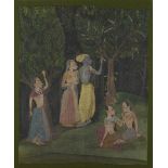 TWO PAINTINGS OF KRISHNA AND RADHA NORTH INDIA, 2OTH CENTURY NORTH INDIA, 2OTH CENTURY