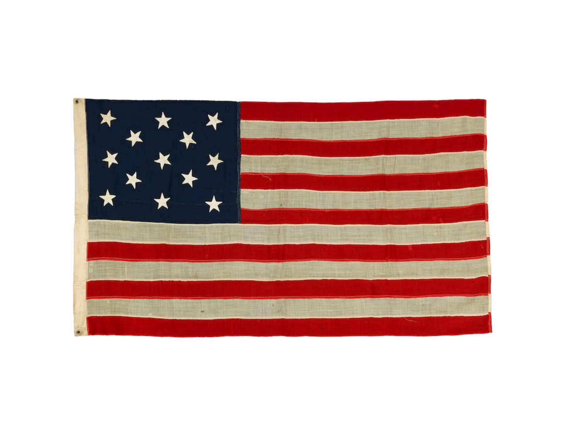 TWO 13-STAR US NAVY BOAT FLAGS. [USA: first half of 20th century.]