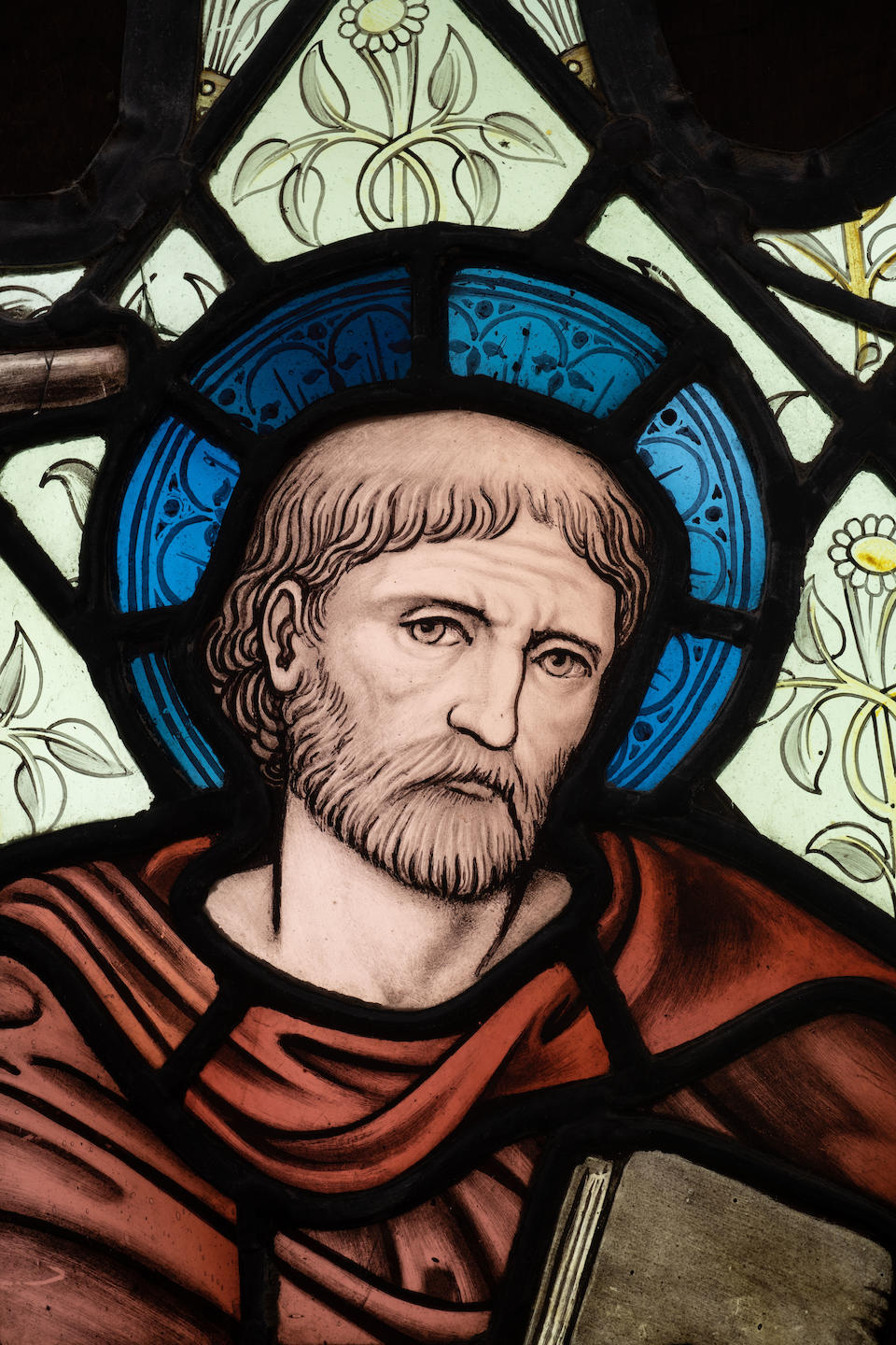 SIR EDWARD BURNE-JONES (1833-1898) St. Petercirca 1880for William Morris & Co, leaded and enamel... - Image 3 of 4