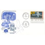 ARMSTRONG-SIGNED POSTAL COVER. Postal envelope with a Fleetwood cachet featuring the flag-planti...