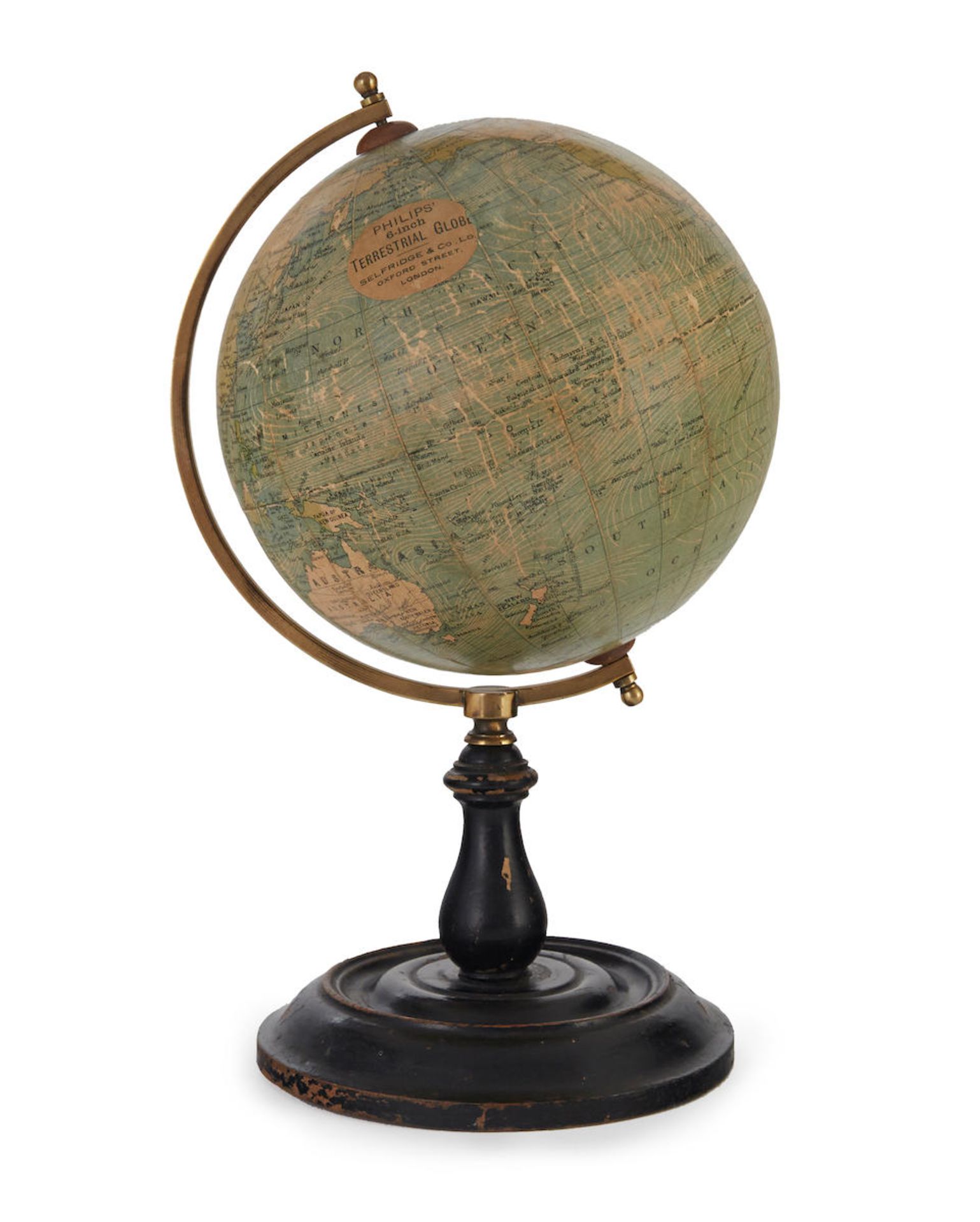 TABLETOP GLOBE; PHILIPS. Philips' 6-inch Terrestrial Globe. London: Selfridge & Co., Ld, c.1936.