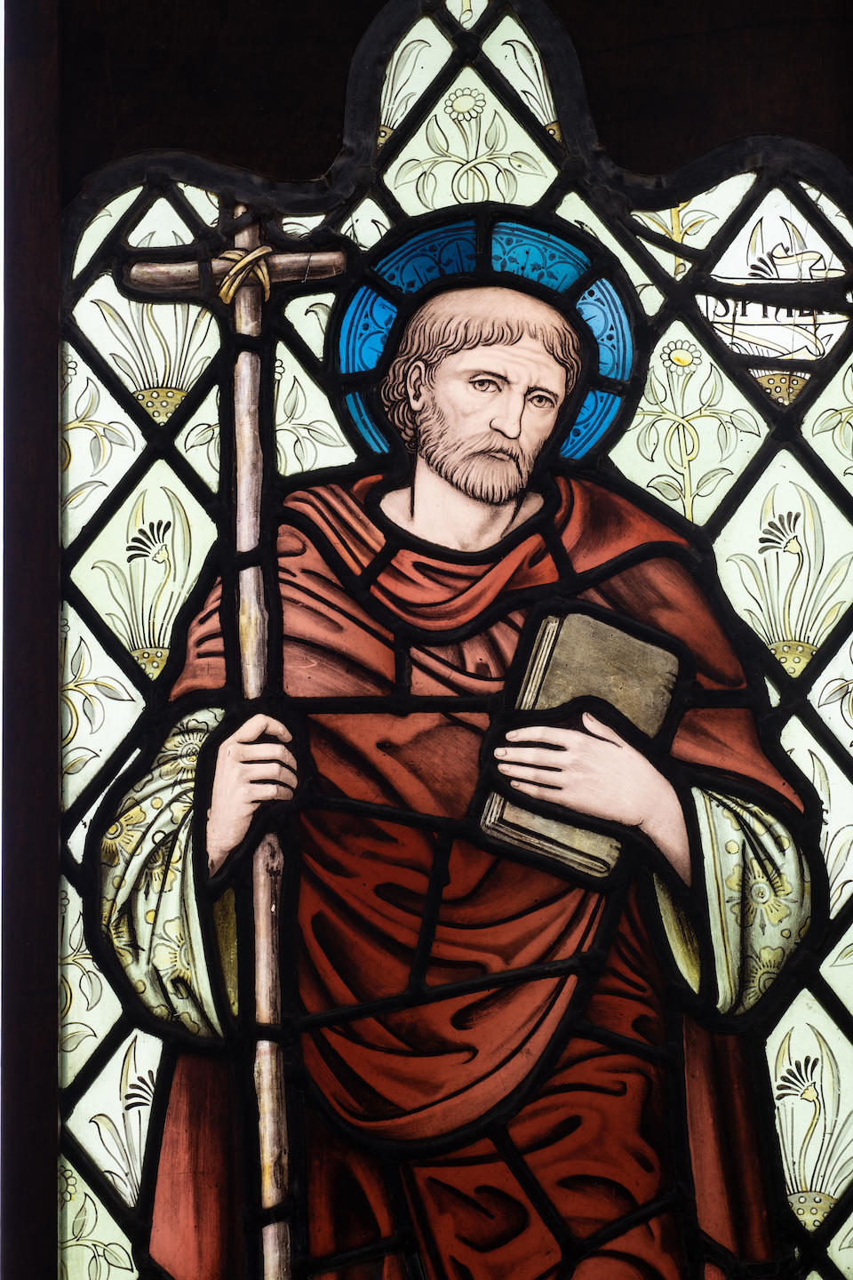 SIR EDWARD BURNE-JONES (1833-1898) St. Petercirca 1880for William Morris & Co, leaded and enamel... - Image 4 of 4