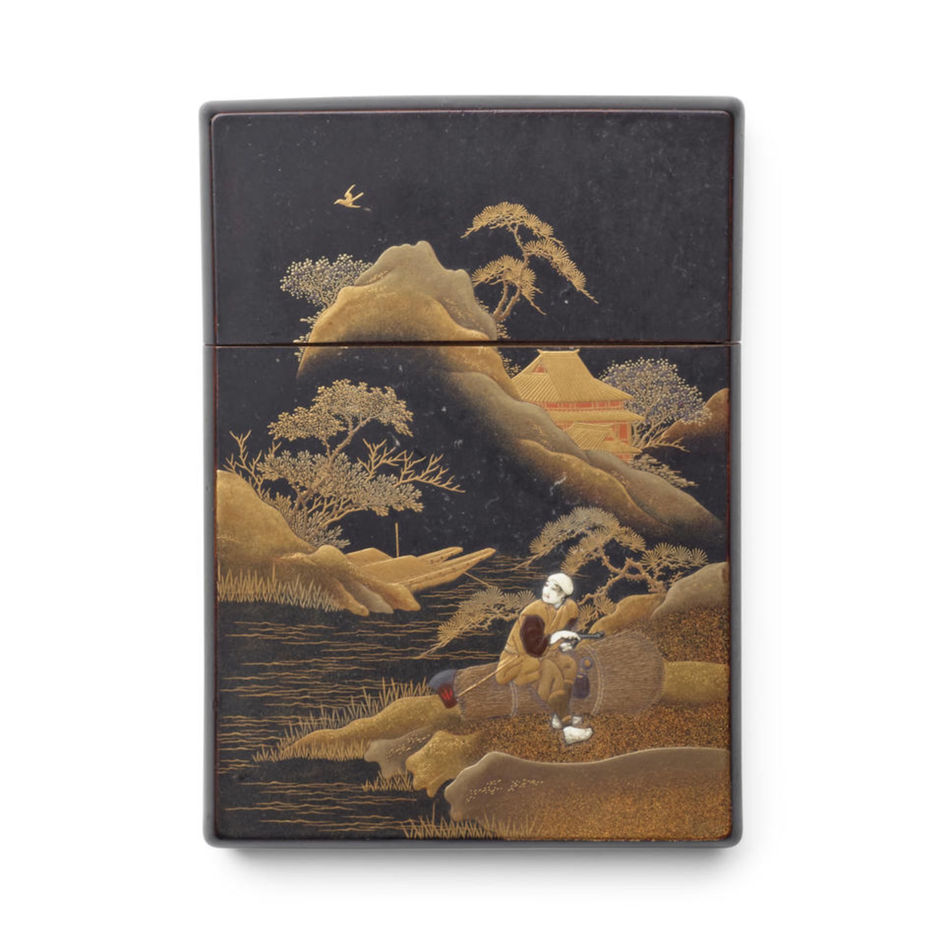 A LACQUER CARD CASE Meiji (1868-1912) or Taisho (1912-1926) era, late 19th/ early 20th century