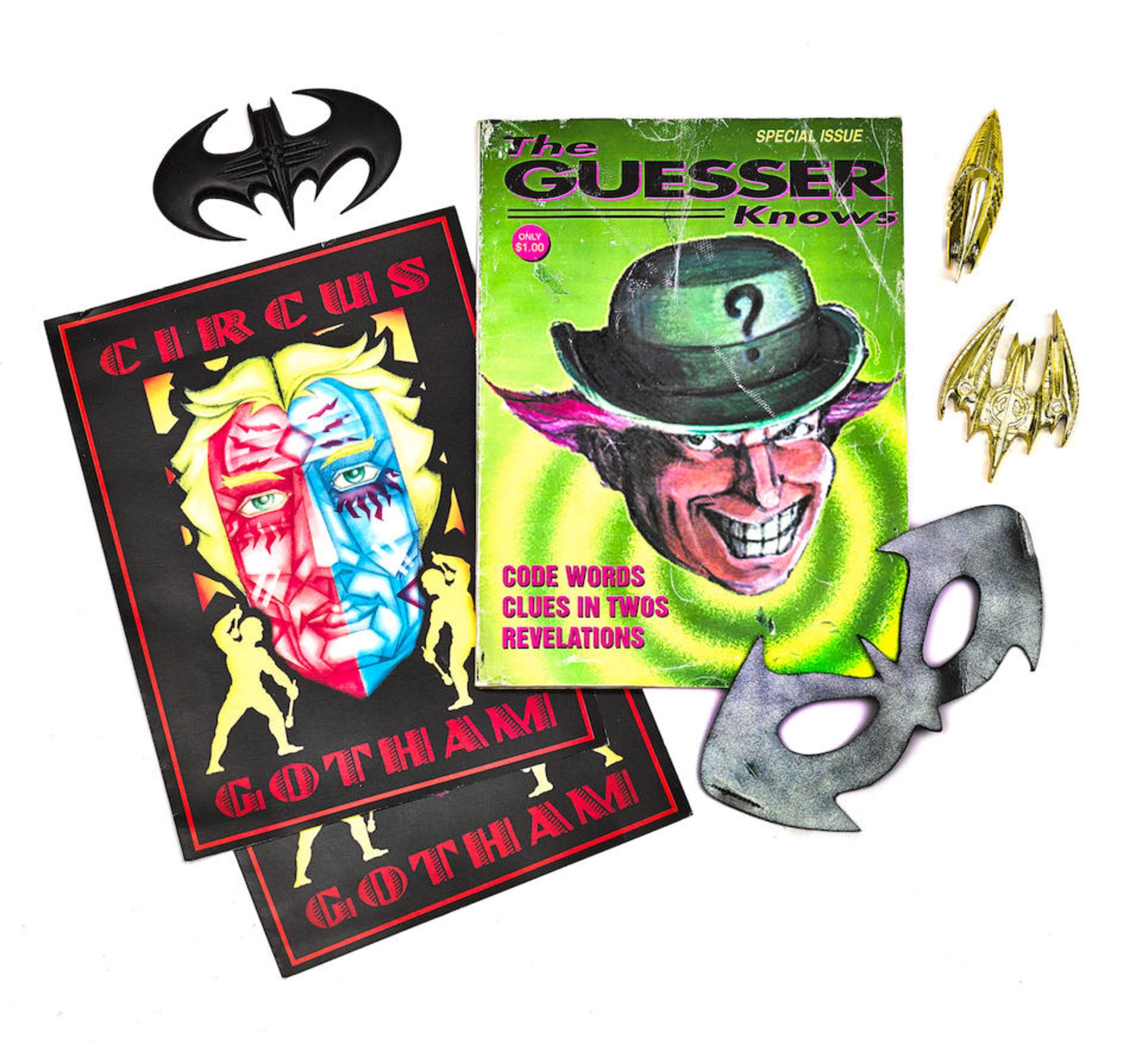 A GROUP OF BATMAN FOREVER AND BATMAN AND ROBIN PROP PUBLICATIONS AND OTHER MEMORABILIA