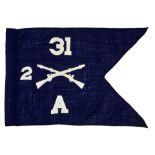 WORLD WAR II: AMERICA'S FOREIGN LEGION: 31st INFANTRY REGIMENT GUIDON. A Blue and White 31st Inf...