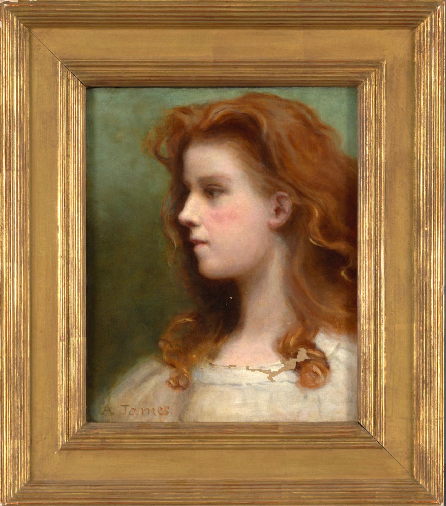 19th Century American School Portrait of a Girl 12 x 10 in. (30.5 x 25.4 cm.)
