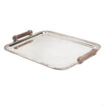 A FRENCH SILVER-PLATED TWO-HANDLED SERVING TRAY by Emile Puiforcat, Paris, 20th century