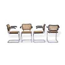 MARCEL BREUER (1902-1981) Set of Four Cesca Dining Chairsdesigned 1928for Knoll, ebonized wood, ...