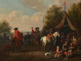 Dutch School (18th century) A military encampment 16 x 21in (40.5 x 53.5cm)