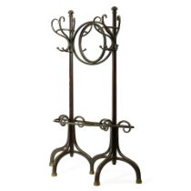 THONET Mirrored Coat Rack/Hall Standearly 20th centurystained bentwood, mirrored glassheight 77i...