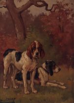 Louis Darey (French, 1863-1914) A portrait of two hunting dogs 8 x 6in (20.3 x 15.2cm)