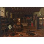 Follower of Antoine (l'aine) Le Nain (French, 1588-1648) The artist in his studio 25 x 36 3/4in ...
