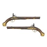A Pair Of Flemish 20-Bore Flintlock Ormolu-Mounted Holster Pistols