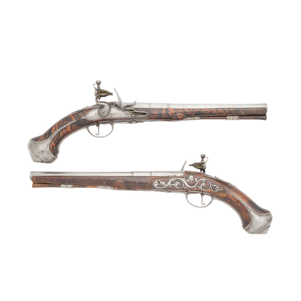 A Pair Of 22-Bore Flintlock Holster Pistols
