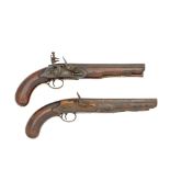 A Pair Of 18-Bore Flintlock Brass-Mounted Pistols